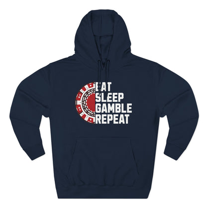 Eat, Sleep, Gamble, Repeat — Premium 3-Panel Fleece Hoodie