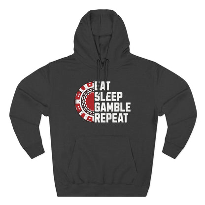 Eat, Sleep, Gamble, Repeat — Premium 3-Panel Fleece Hoodie