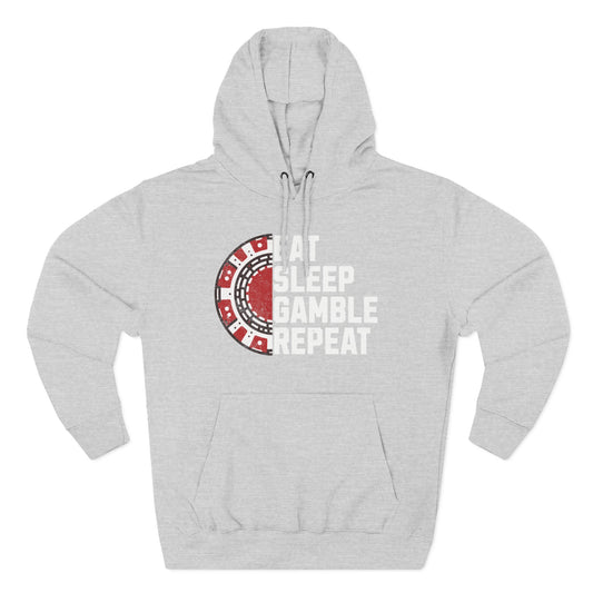 Eat, Sleep, Gamble, Repeat — Premium 3-Panel Fleece Hoodie