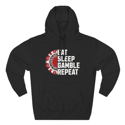 Eat, Sleep, Gamble, Repeat — Premium 3-Panel Fleece Hoodie